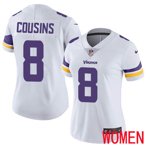 Minnesota Vikings #8 Limited Kirk Cousins White Nike NFL Road Women Jersey Vapor Untouchable